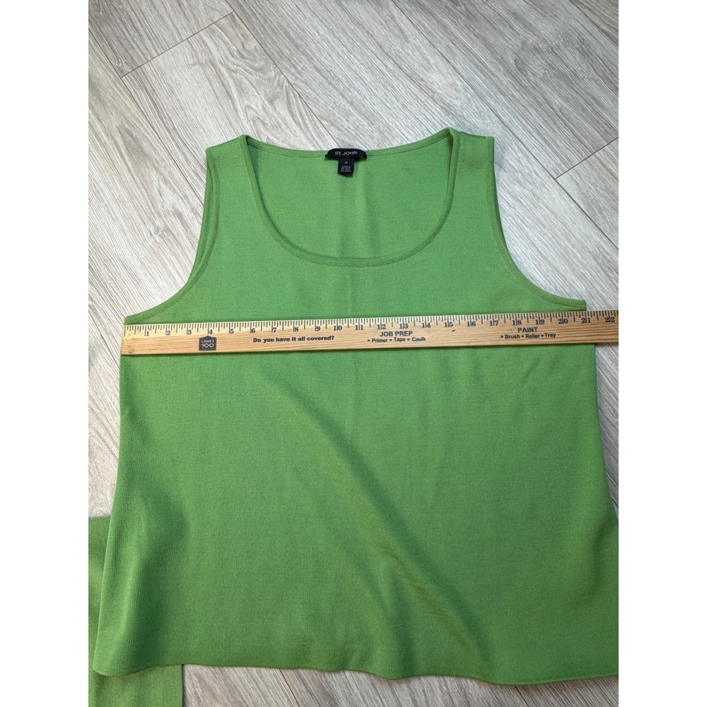 St.‎ John Collection Green Knit Jacket & Tank Set Size 16 XL Wool Blend Santana - Picture 7 of 8